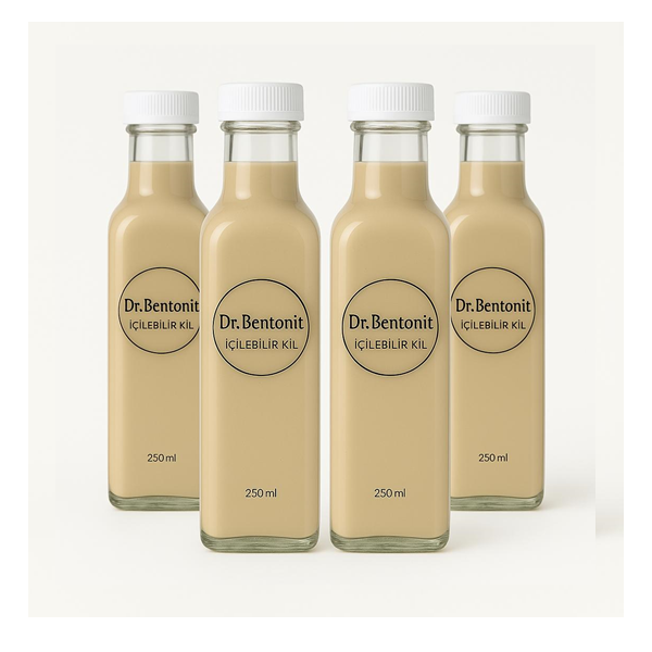 İçilebilir Bentonit Kil - 4 Adet 250ml Cam Şişe